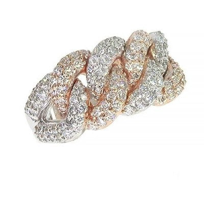 14K Gold 2 Tone Diamond Cuban Ring