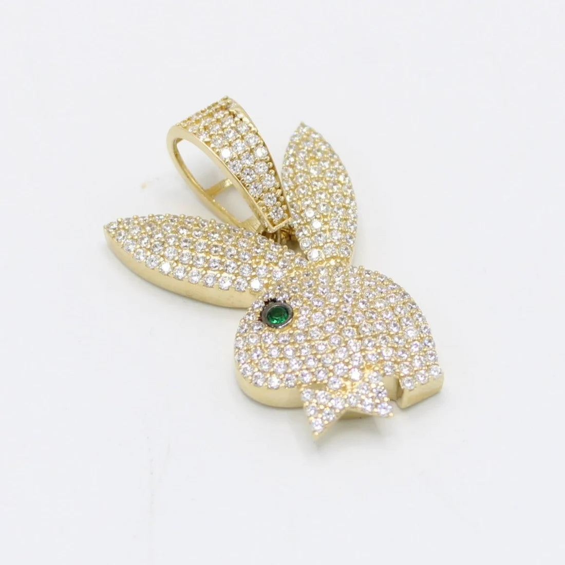 14K Playboy Cz Stones Yellow Gold