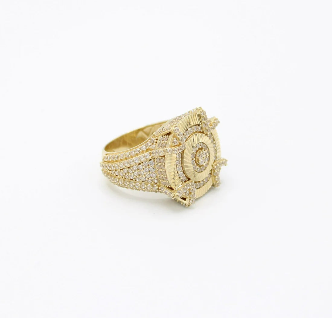 14K Round Cz Men's Ring Yellow Gold