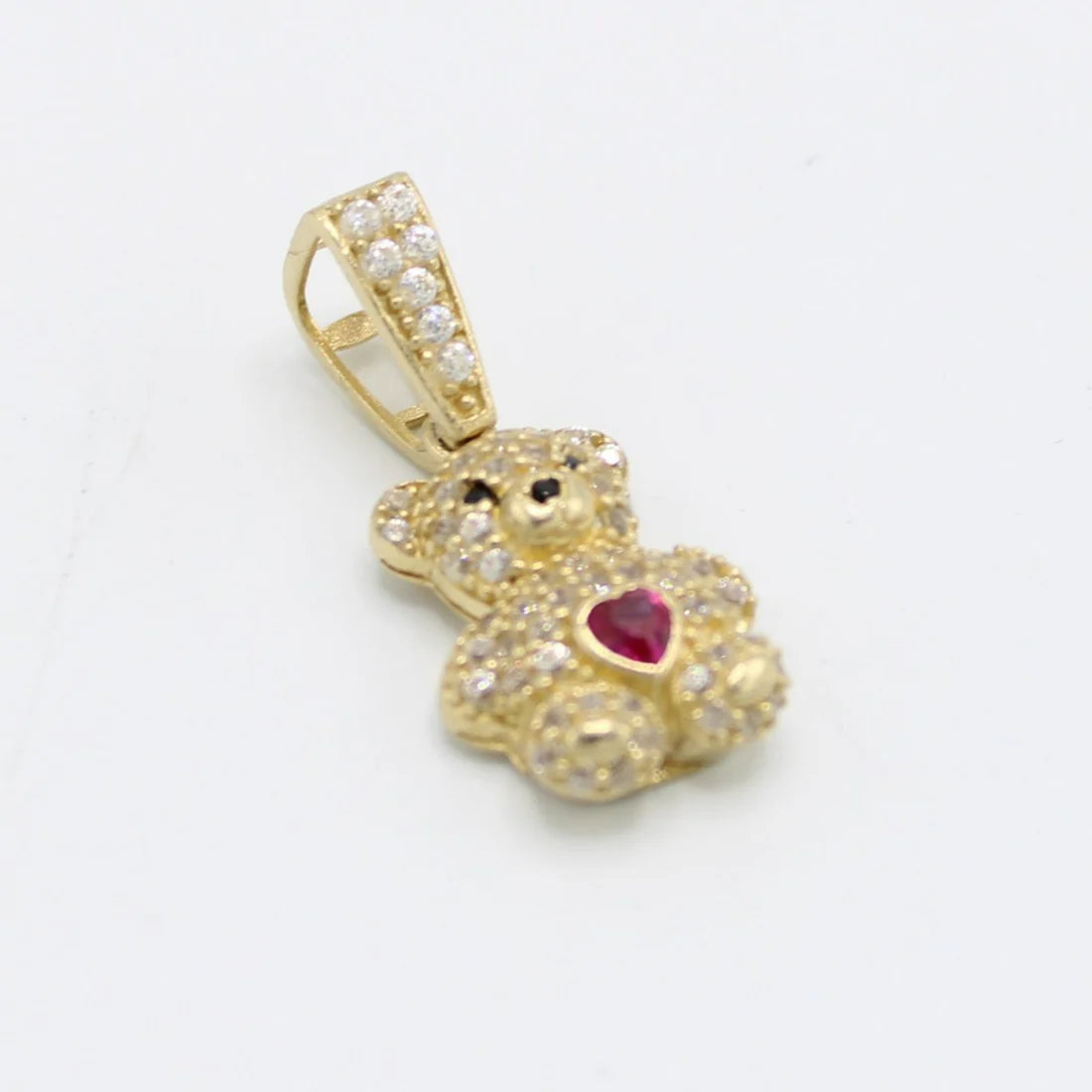 14K Teddy Bear Pendant cz ( Birthstones ) Stones Yellow Gold