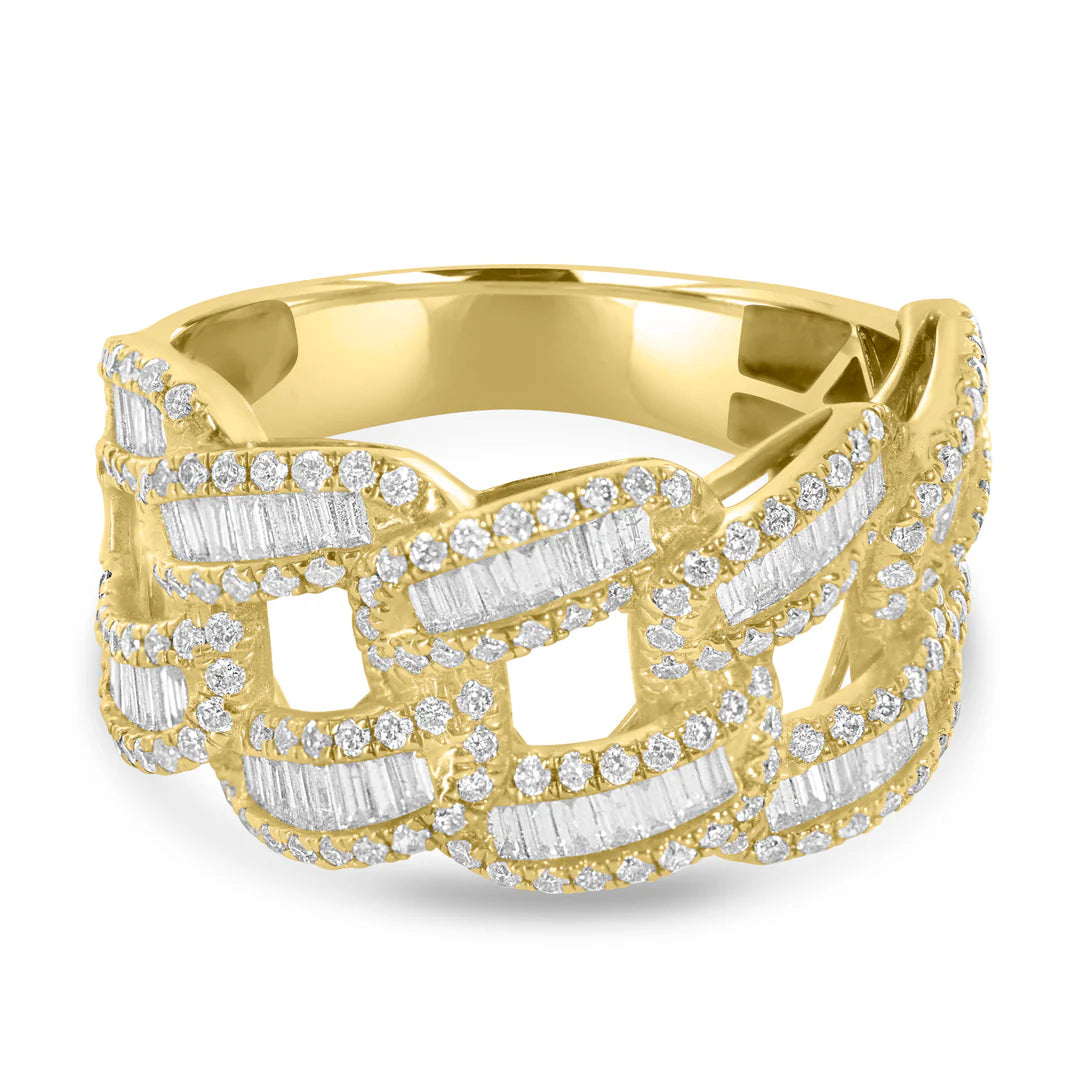14K Yellow Gold 2 Row Cuban Ring