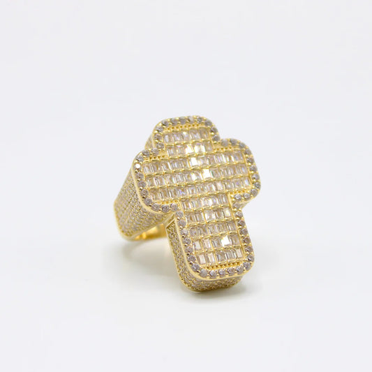 14k CZ Cross Men's Ring