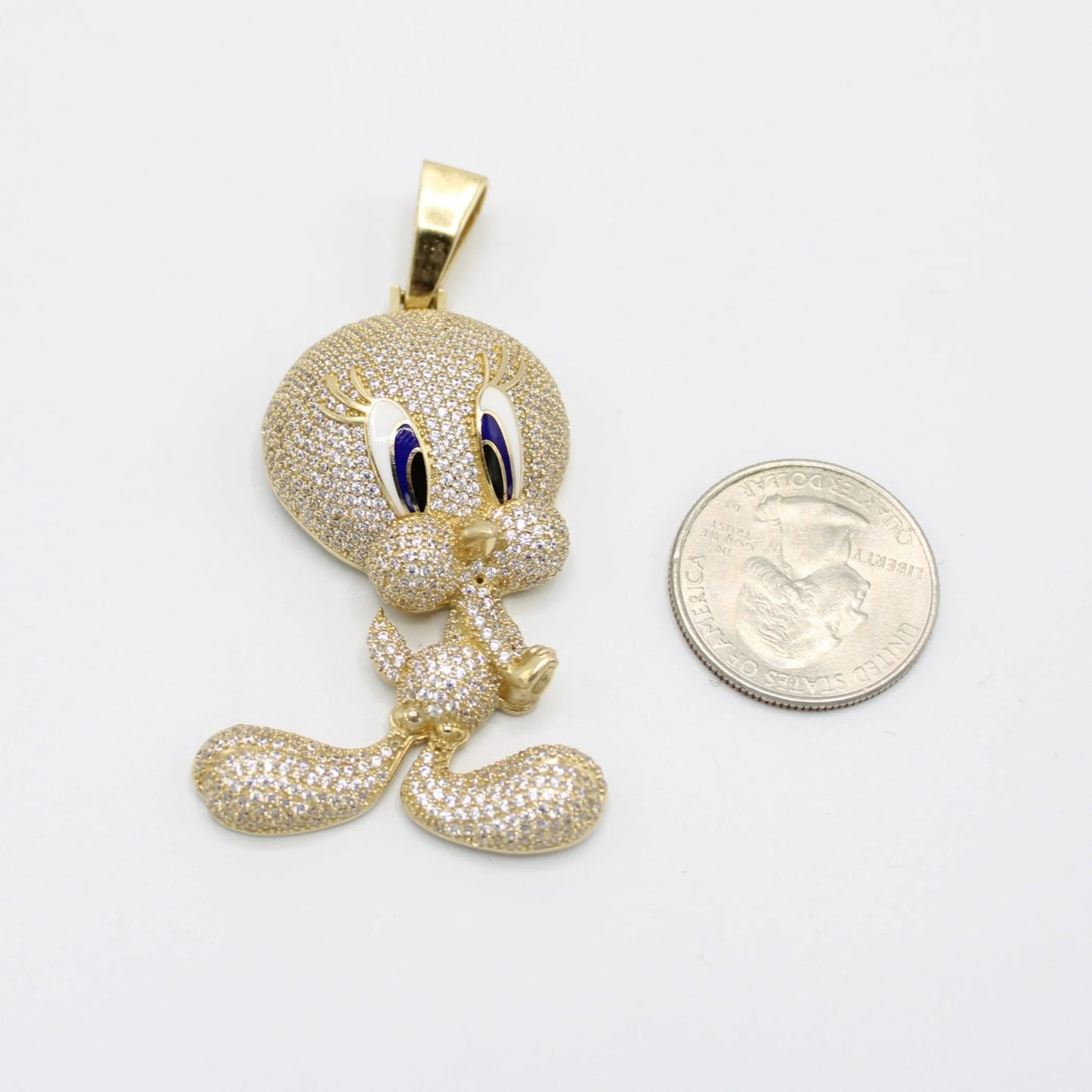 14K Piolin Cartoon Cz Stones Pendant