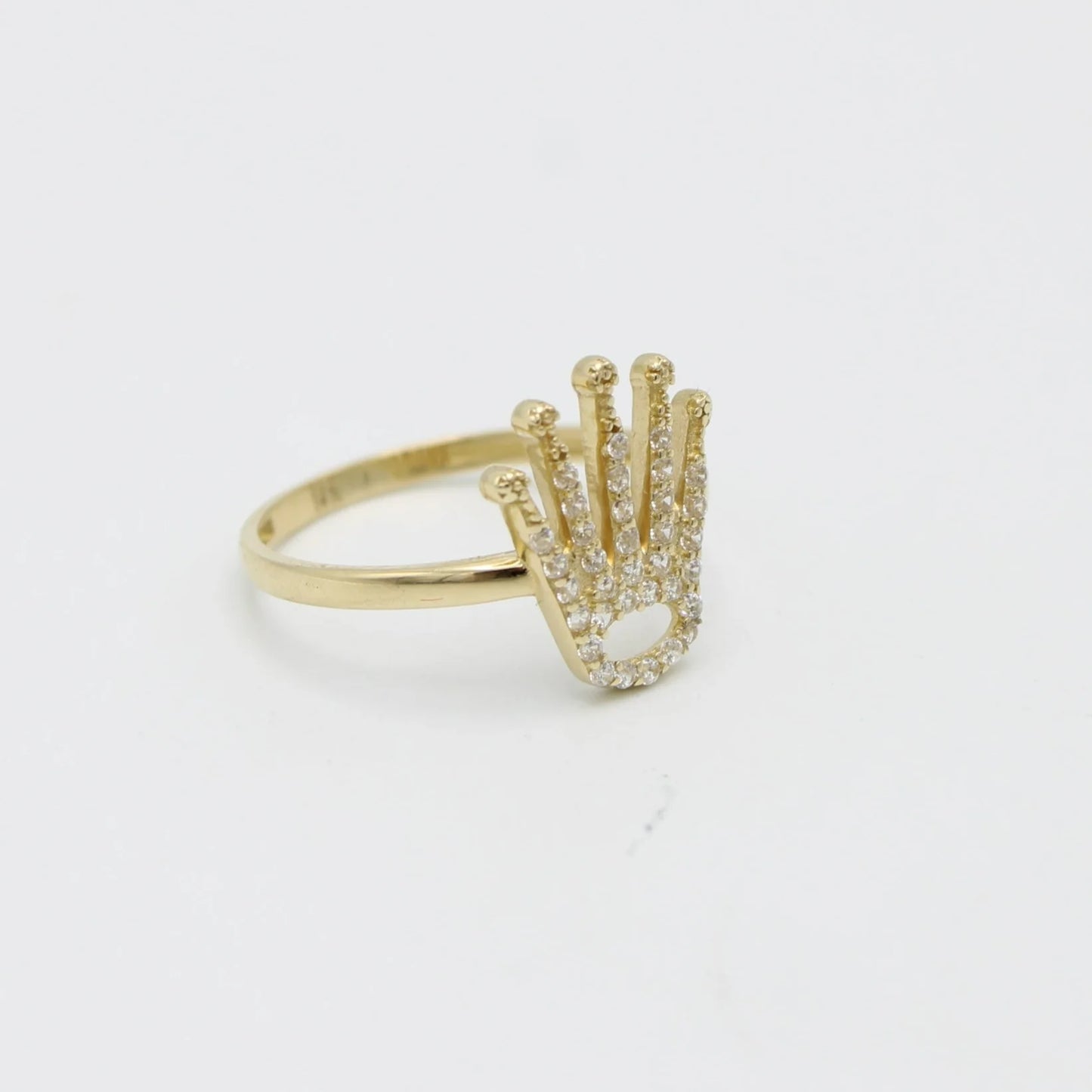 14K Crown Ring Cz Stones Yellow Gold