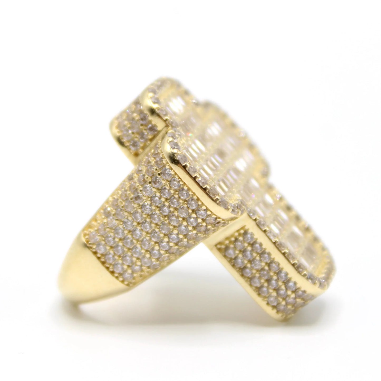 14k CZ Cross Men's Ring