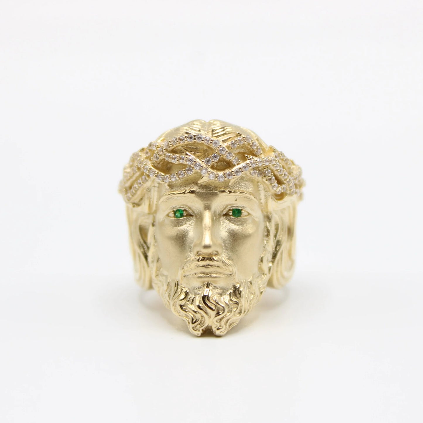 14k Cz Jesus Face Men's Ring