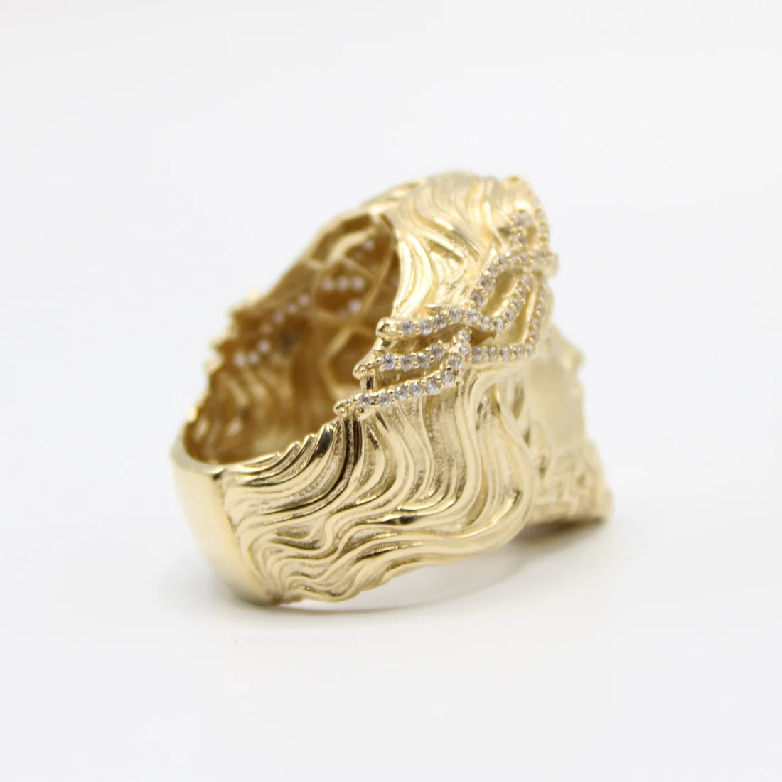 14k Cz Jesus Face Men's Ring