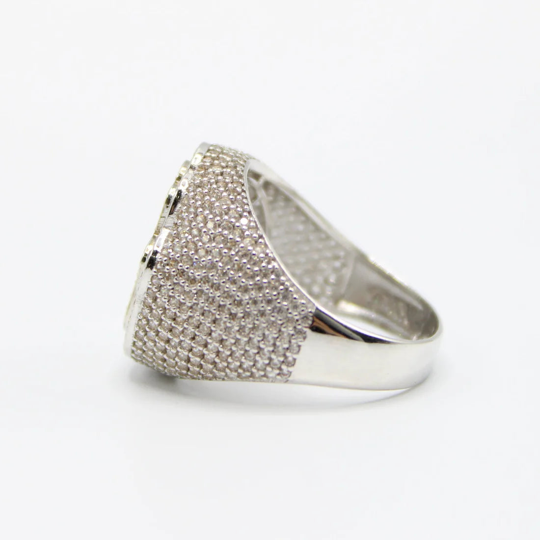 14k CZ Hamsa Men's White and Rose Gold Ring