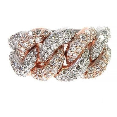 14K Gold 2 Tone Diamond Cuban Ring