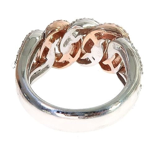 14K Gold 2 Tone Diamond Cuban Ring