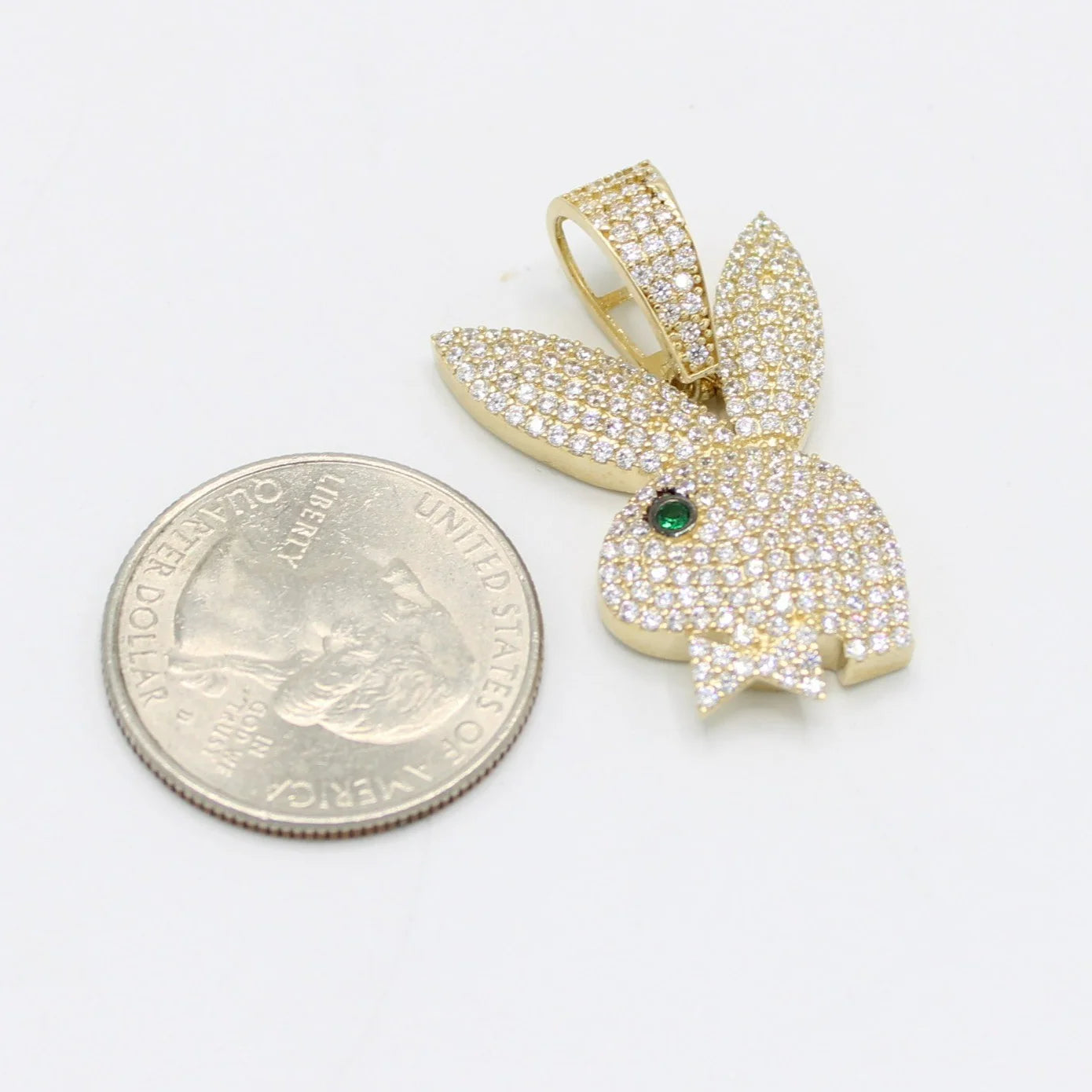 14K Playboy Cz Stones Yellow Gold