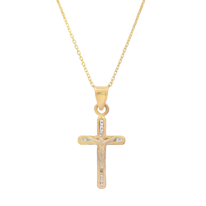 14k Cross CZ Pendant + Cable Chain (20” Inches)