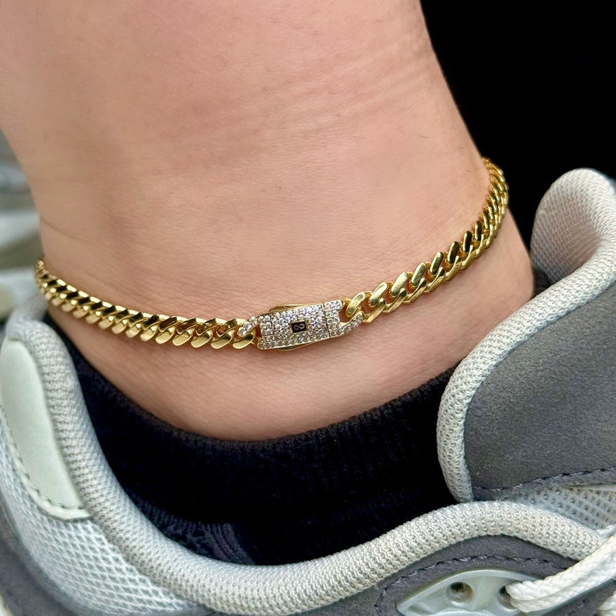 14K Hollow Cuban MONACI Ankle Bracelet