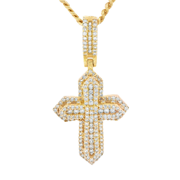 14k Cross π Diamond Pendant W/ Cuban Miami SOLID Chain (2.8MM / 24β inches)