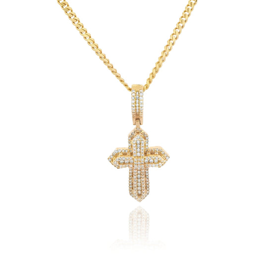 14k Cross 💎 Diamond Pendant W/ Cuban Miami SOLID Chain (2.8MM / 24” inches)