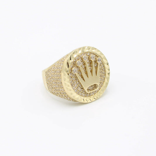 14K Crown Round Cz Men's Ring