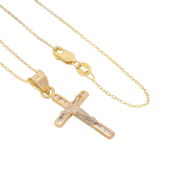 14k Cross CZ Pendant + Cable Chain (20” Inches)