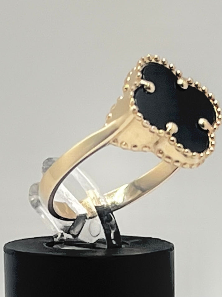 Clover š  Ring (Black) 14K 2.6 G