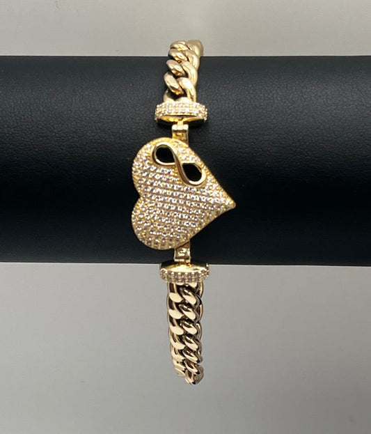 ❤️ Heart lock 🔐 Bracelet 14K Gold 8.7 G