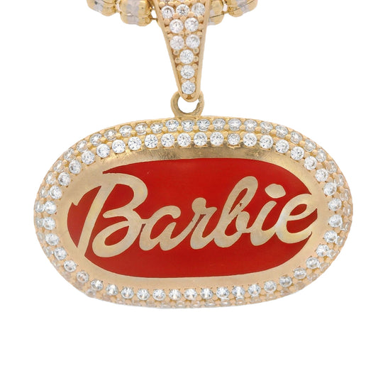 14K CZ Barbie Pendant W/ Moon Ice Chain 3MM / 16" Inch/14.5g