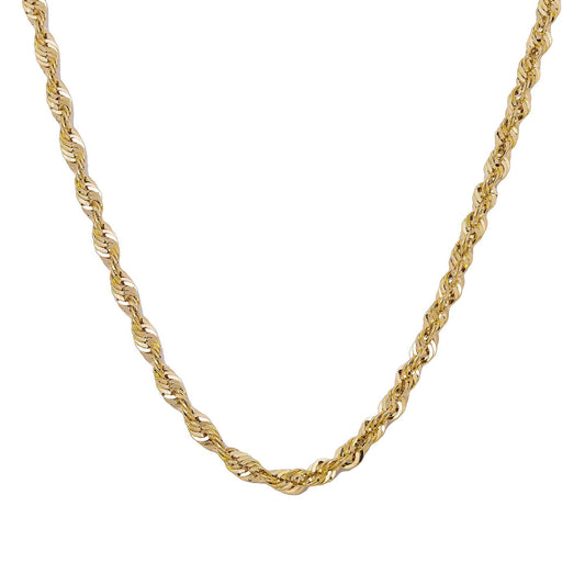 14K Yellow Gold 3.24mm Laser Hollow Rope Chain Available In Size 18"-26"