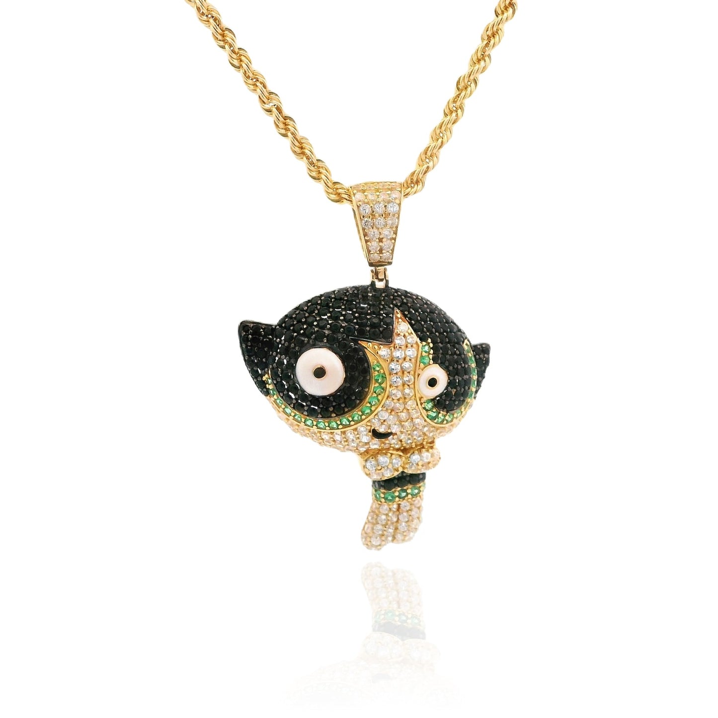 14k PP BELLOTA  Pendant W/ Hollow Rope Chain 18”