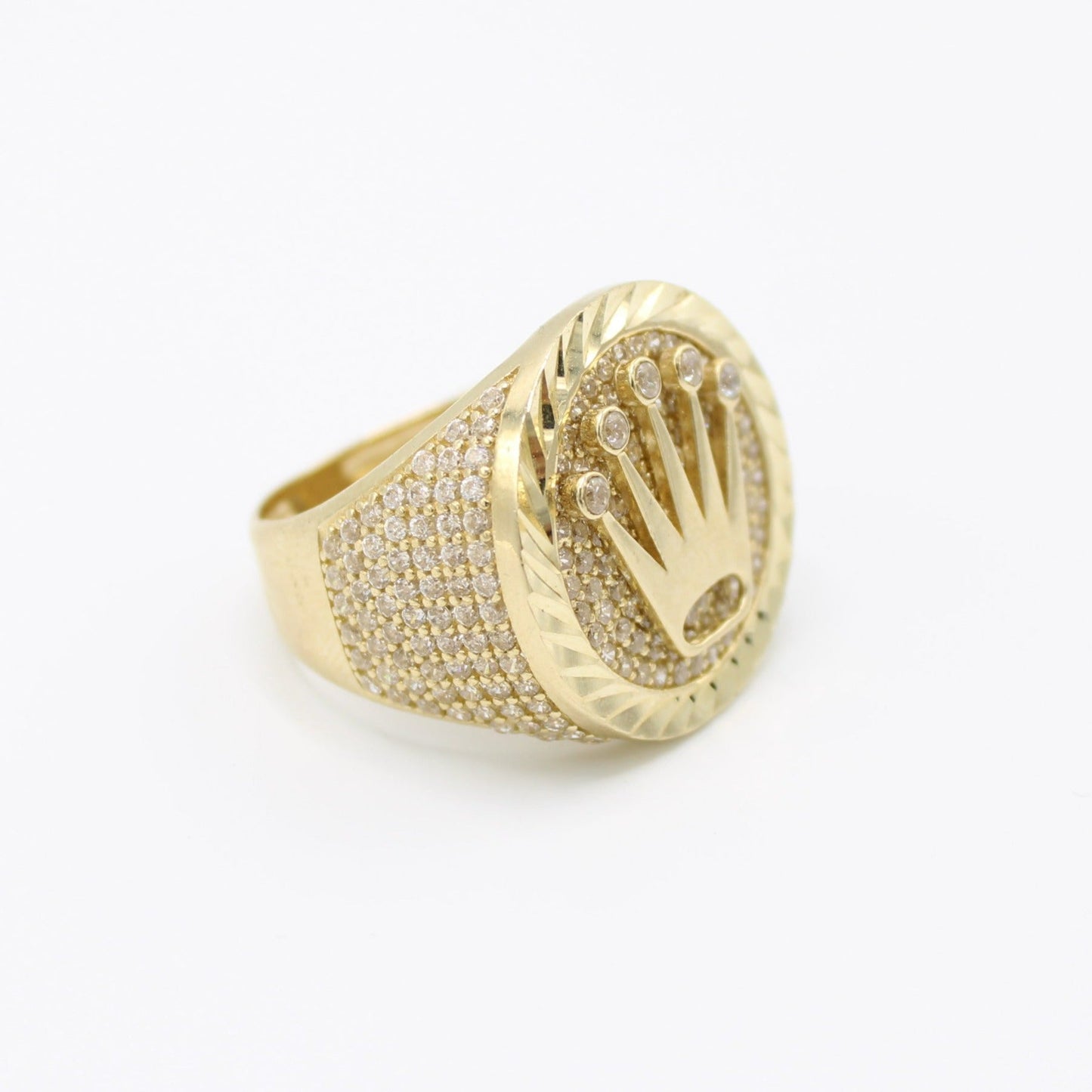 14K Crown Round Cz Men's Ring