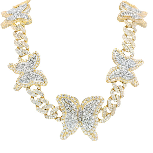 Butterfly Full CZ Cuban Choker