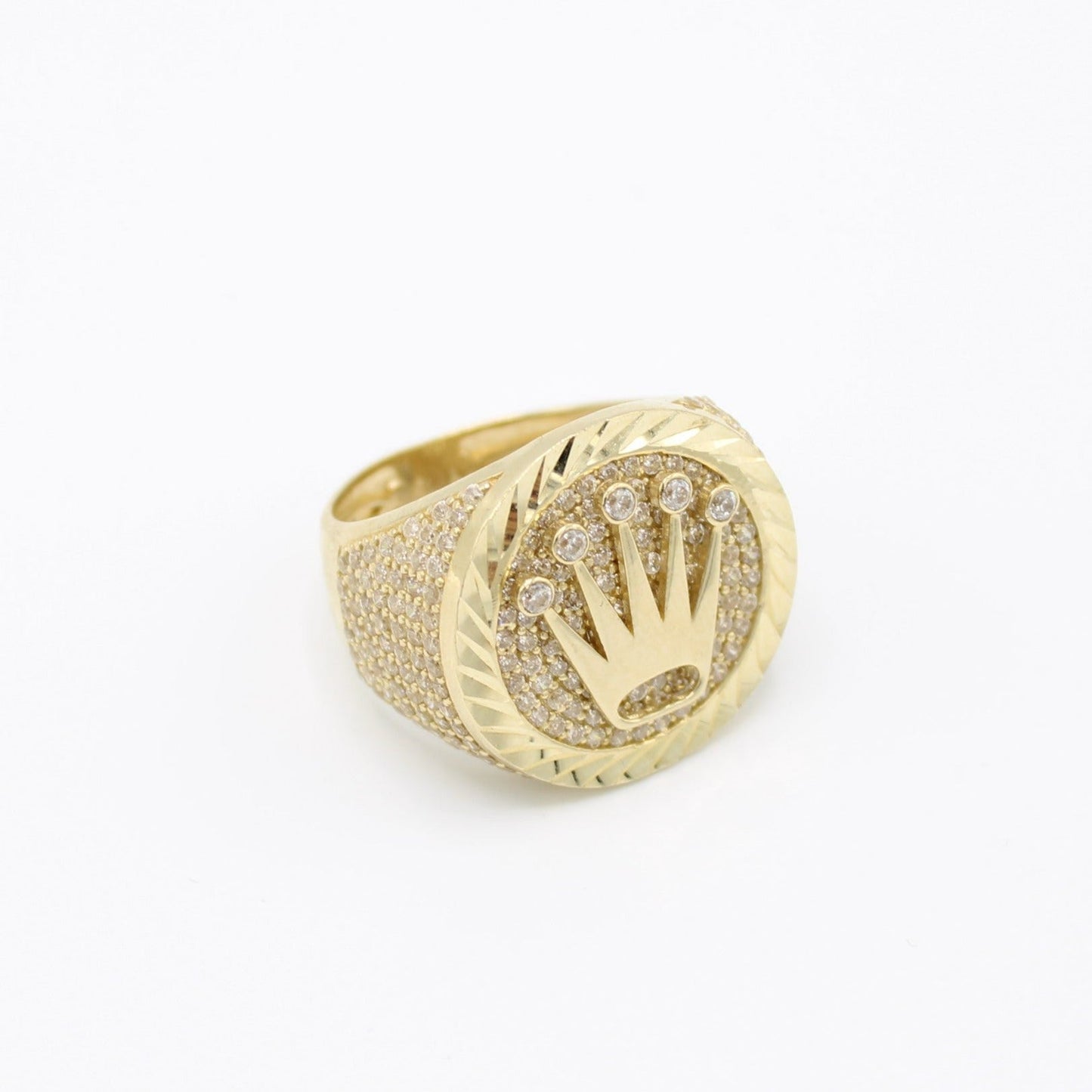 14K Crown Round Cz Men's Ring