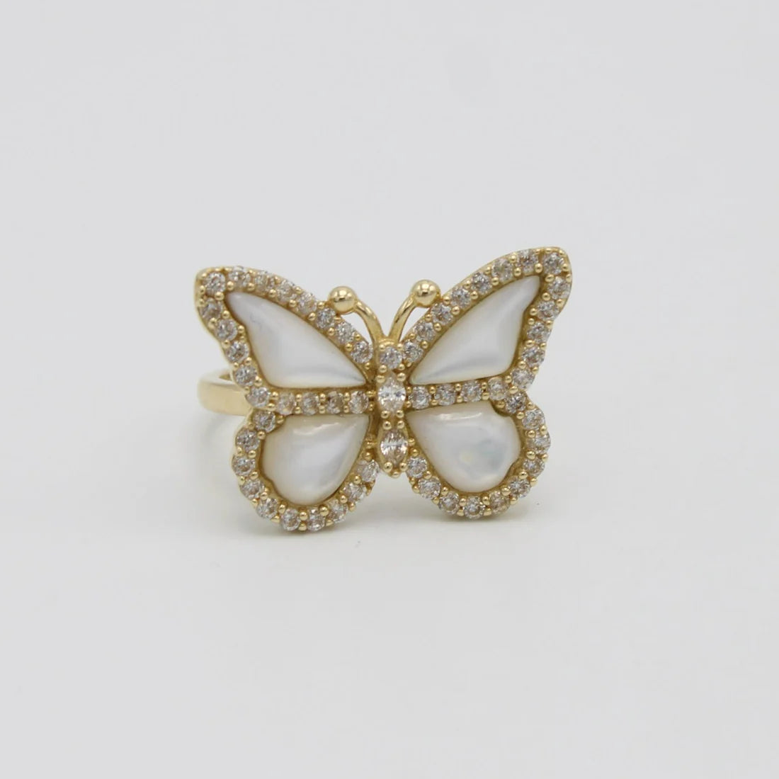 14K Gold Butterfly  Cz Stones Ring