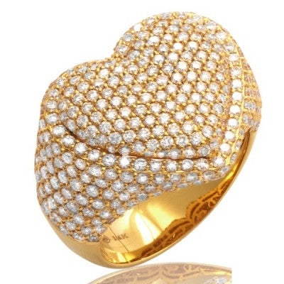 14K DIAMOND BUBBLE HEART RING.