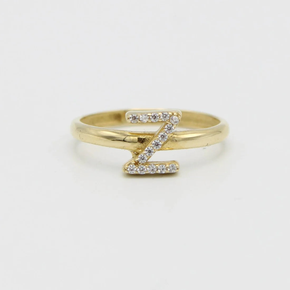 14K Initial  Rings Cz Stones Yellow Gold