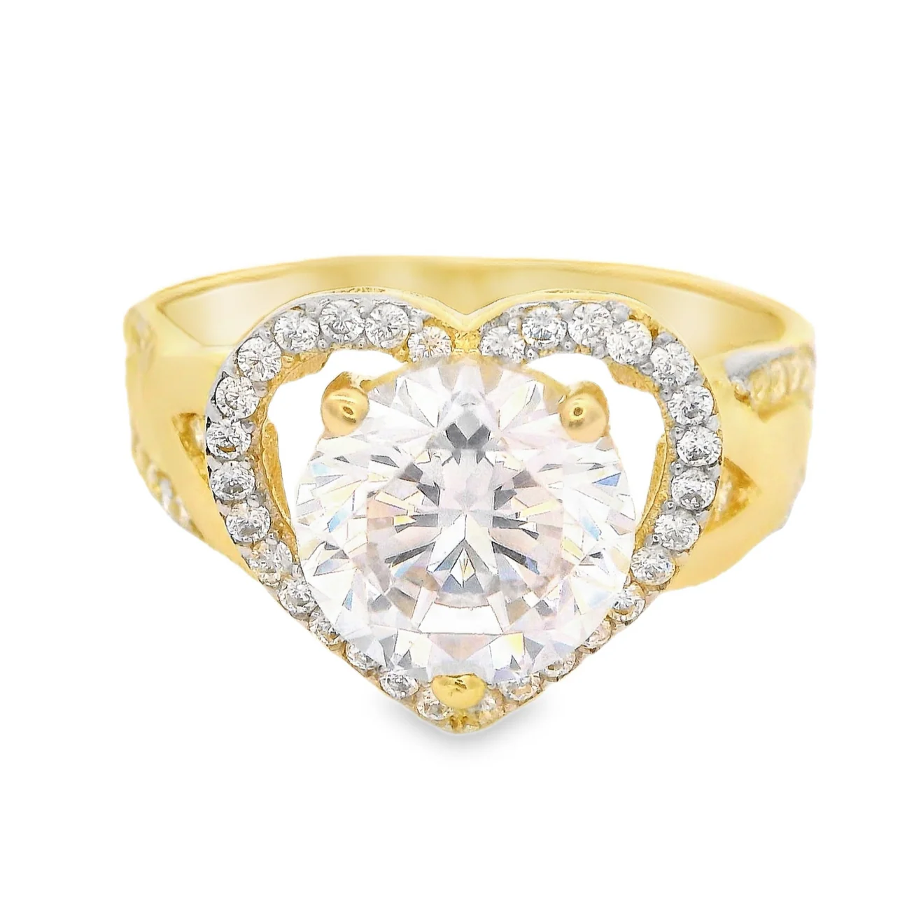 14K Women's Heart CZ Engagement Ring