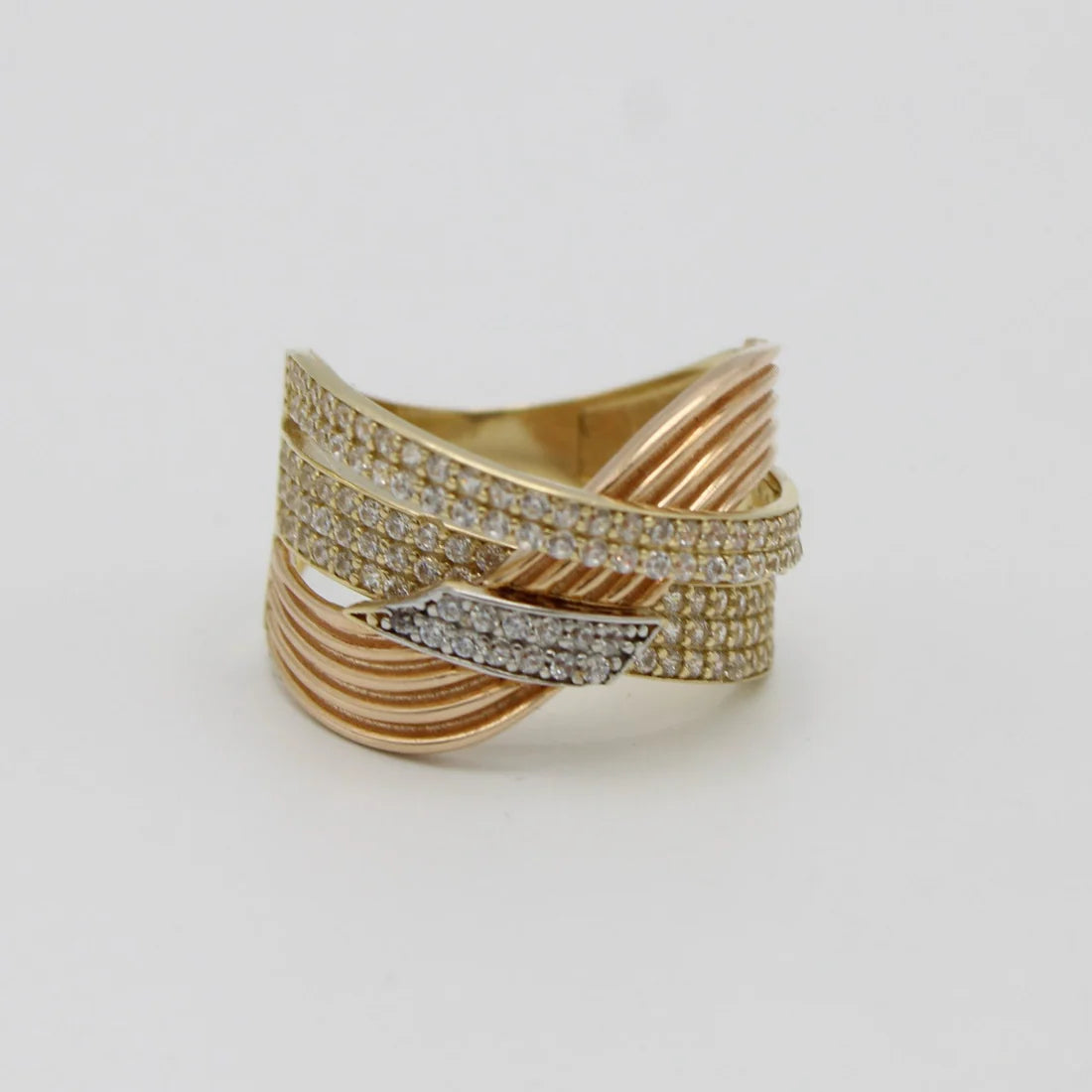 14k Cz Stones Ring 2 Tone Gold