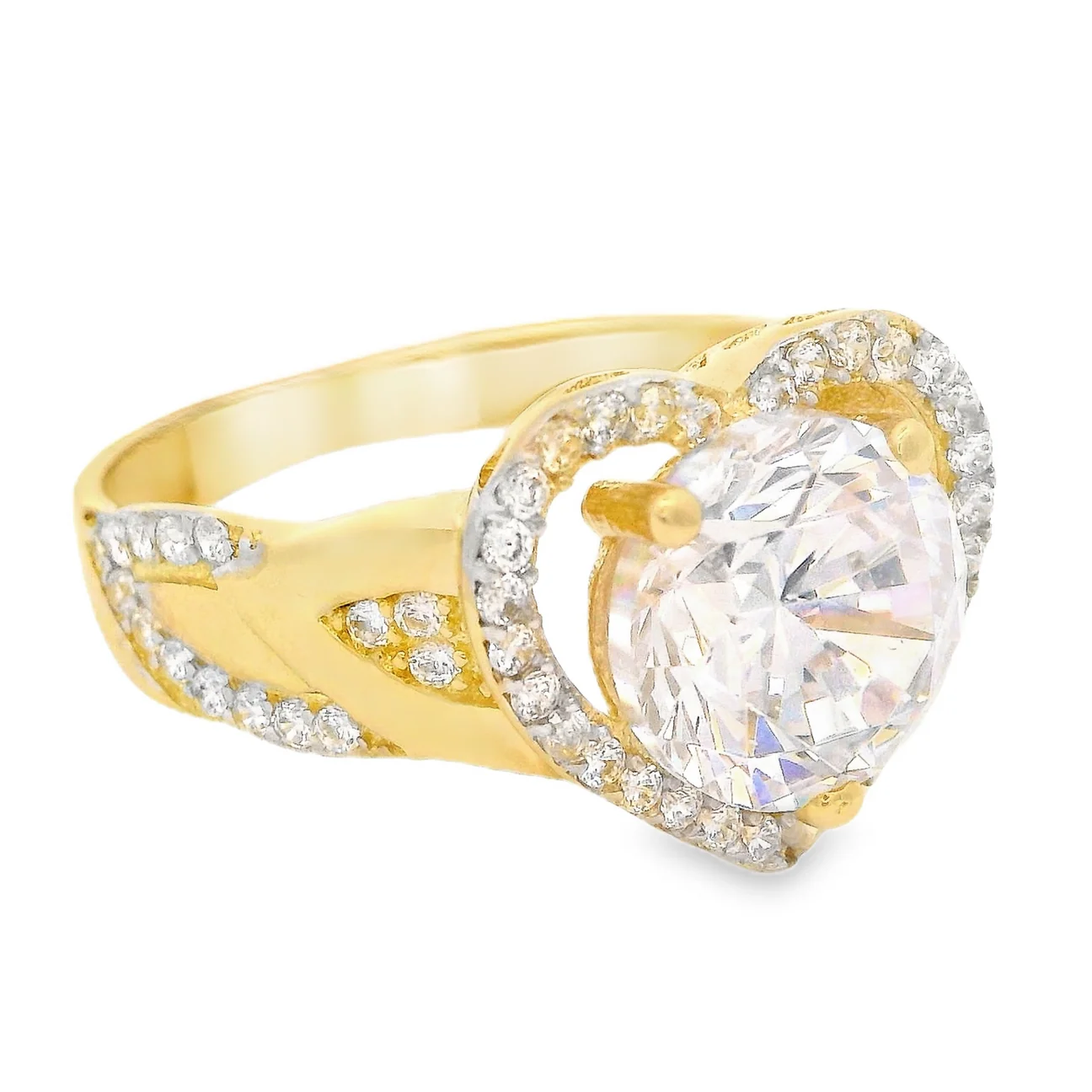 14K Women's Heart CZ Engagement Ring