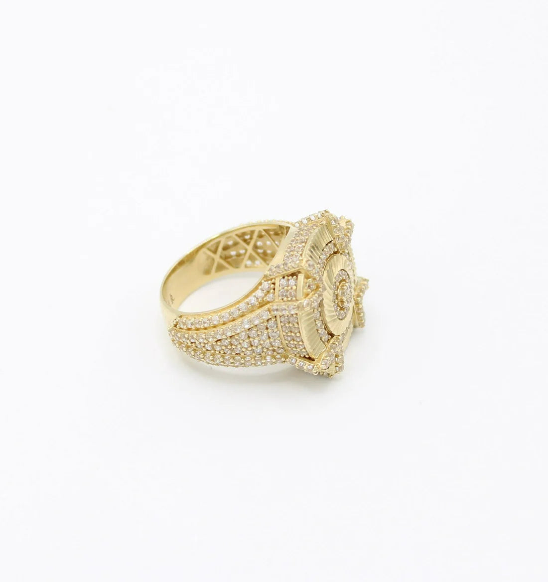 14K Round Cz Men's Ring Yellow Gold