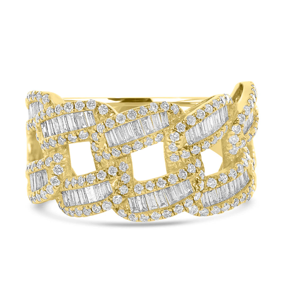 14K Yellow Gold 2 Row Cuban Ring