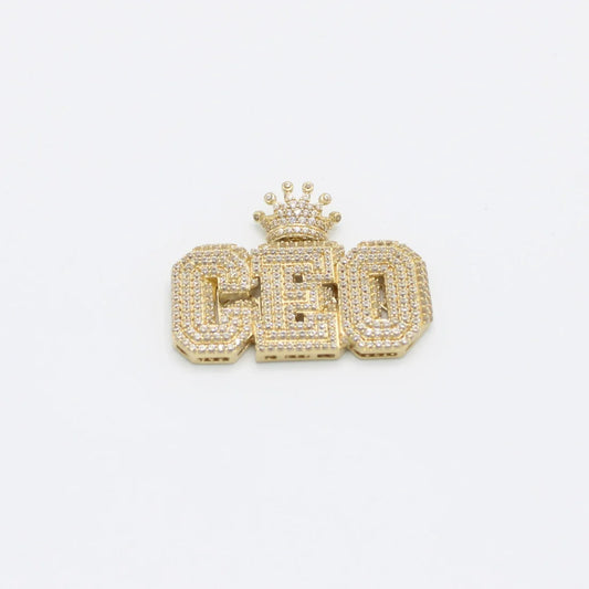 14K CEO Cz Stones Pendant Yellow Gold