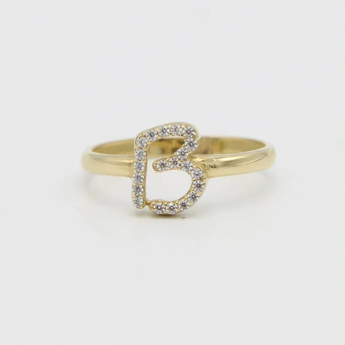 14K Initial  Rings Cz Stones Yellow Gold