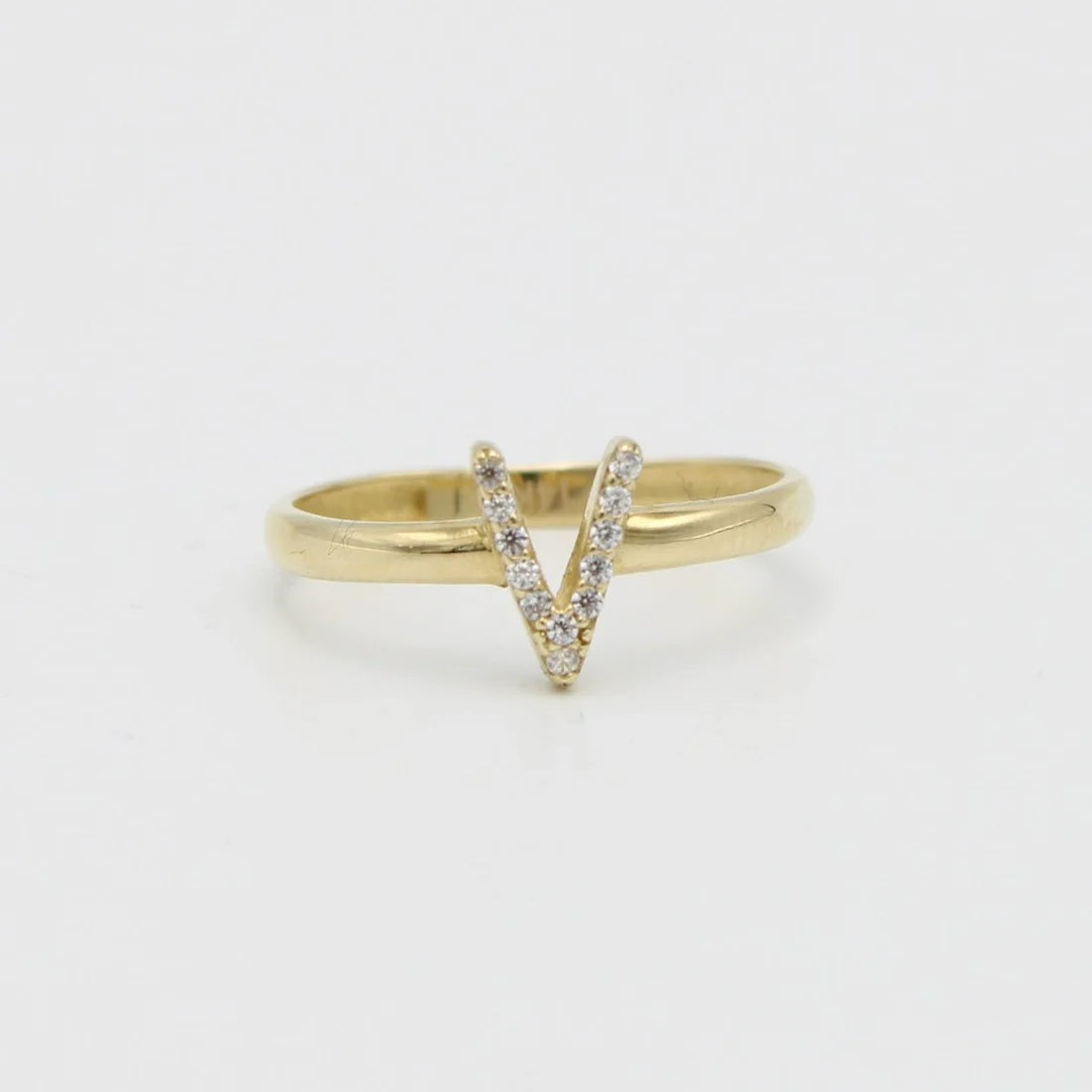 14K Initial  Rings Cz Stones Yellow Gold