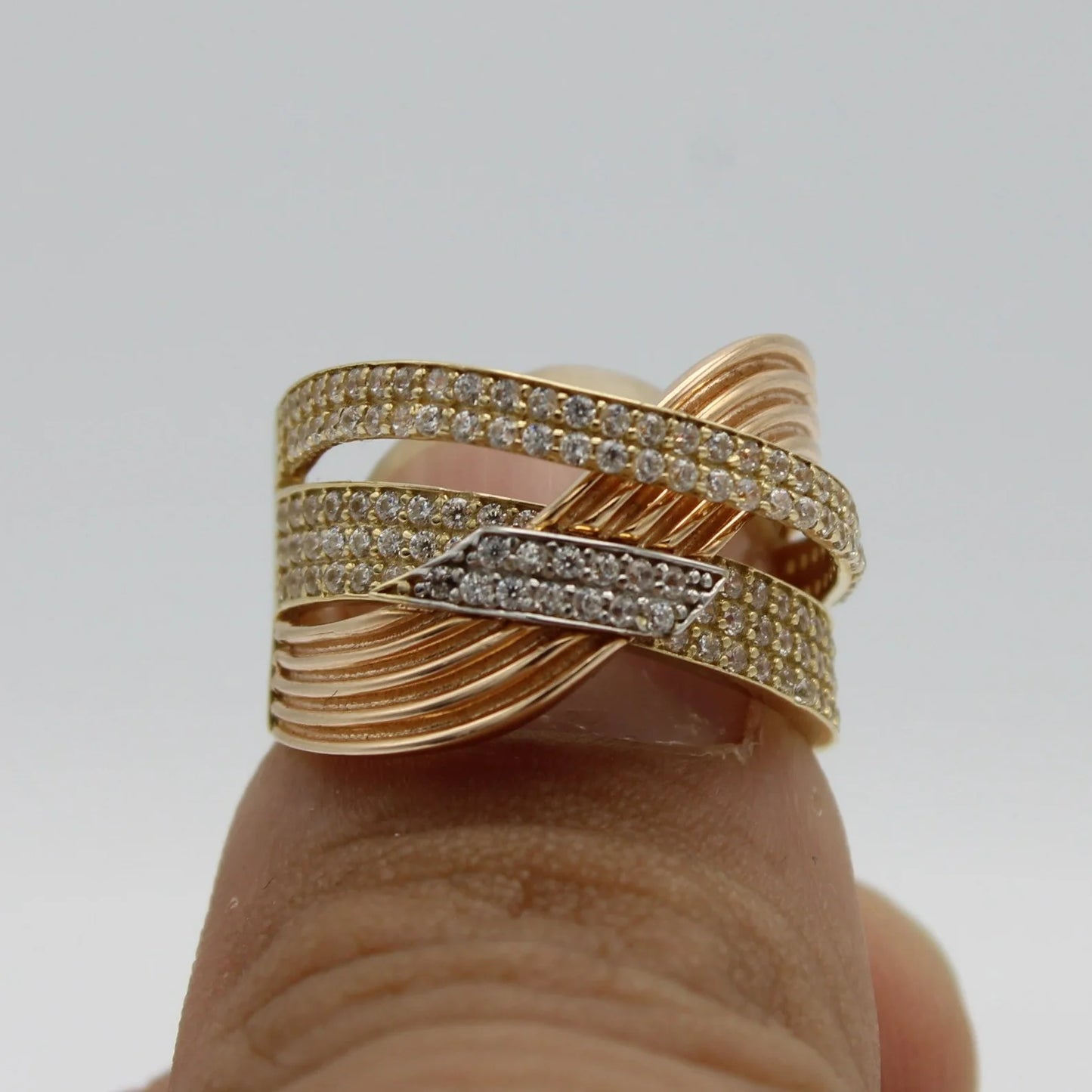 14k Cz Stones Ring 2 Tone Gold