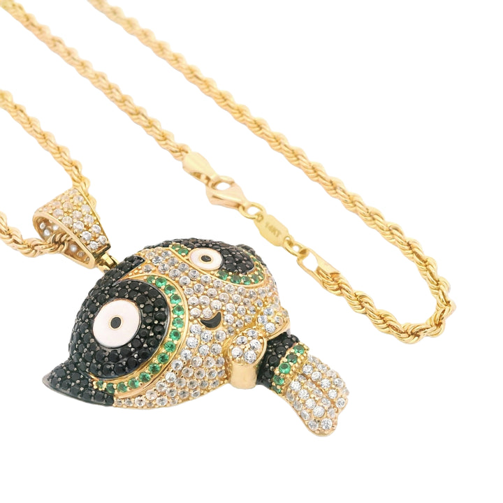 14k PP BELLOTA  Pendant W/ Hollow Rope Chain 18”