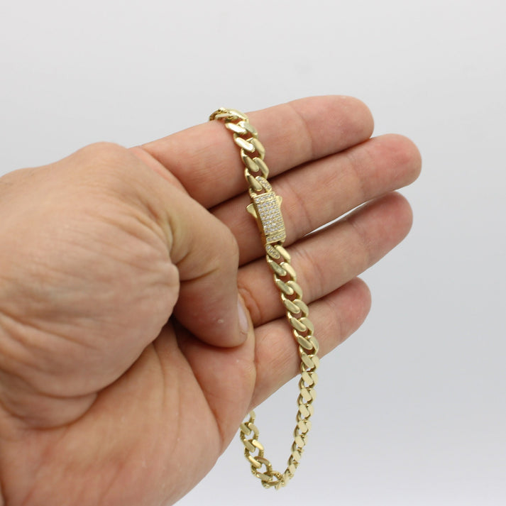 14K ITALLO Ankle Bracelet Cz Stones 10inch/7.2mm