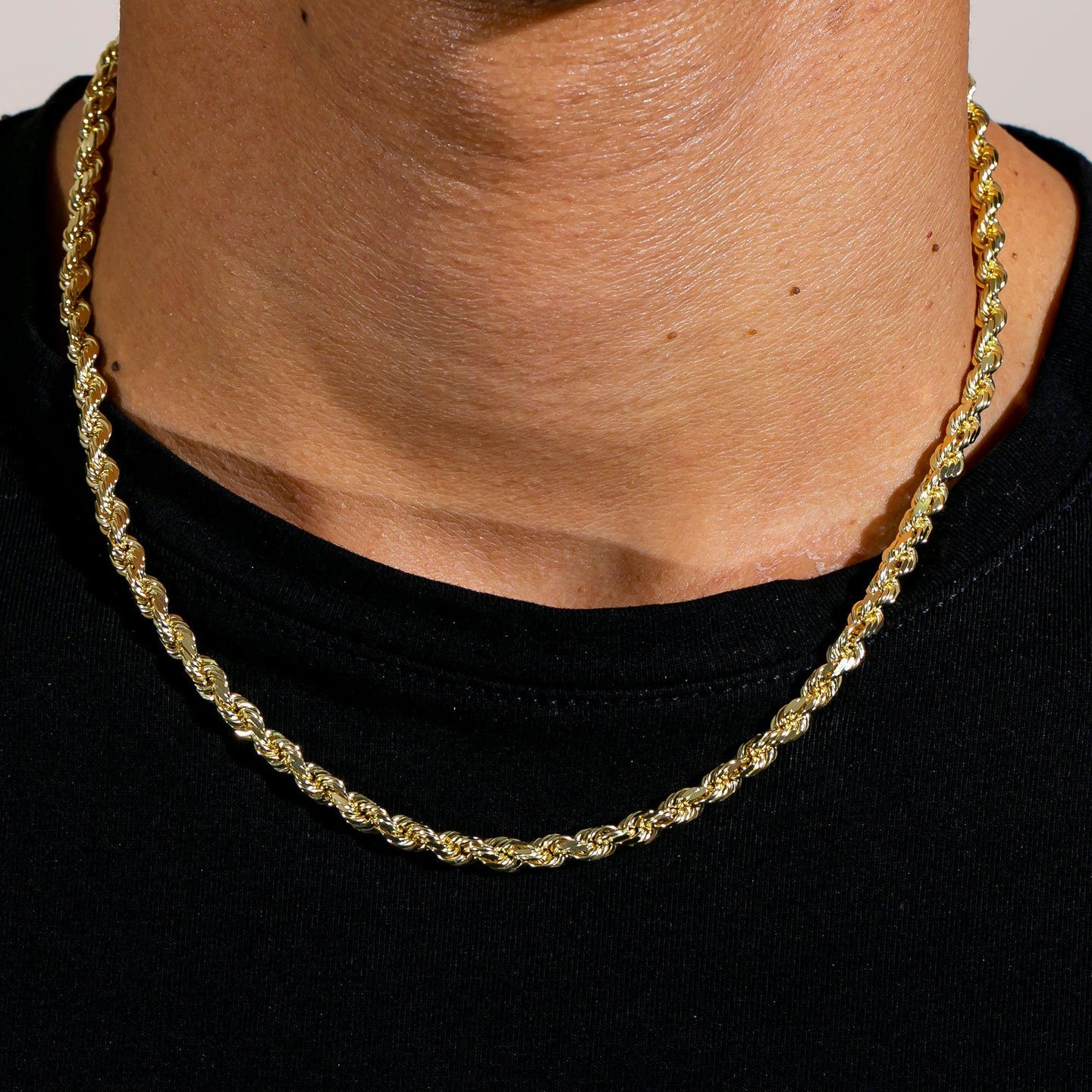 14k Yellow Gold 5mm Solid Rope Laser Chain Available In Sizes 18"-26"