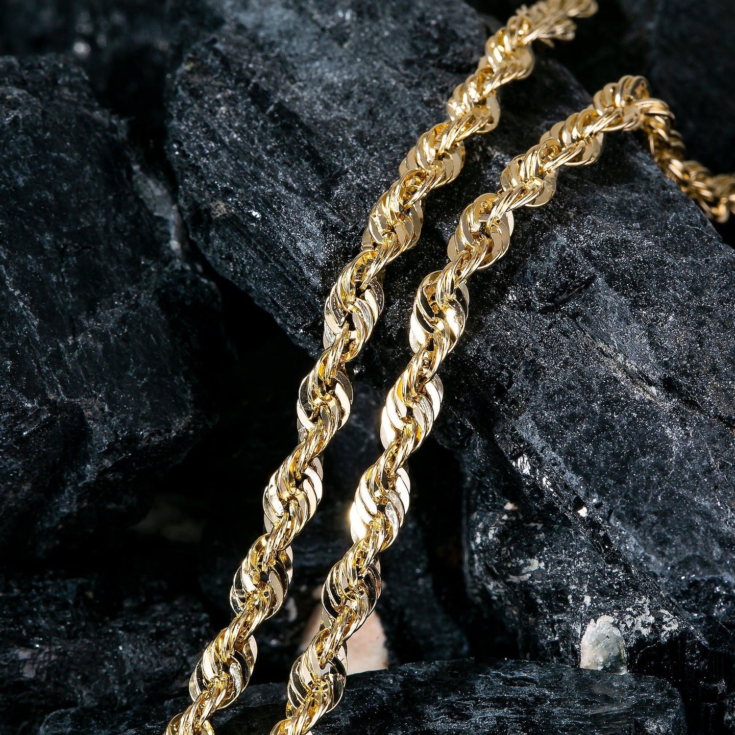 14K Yellow Gold 3.24mm Laser Hollow Rope Chain Available In Size 18"-26"