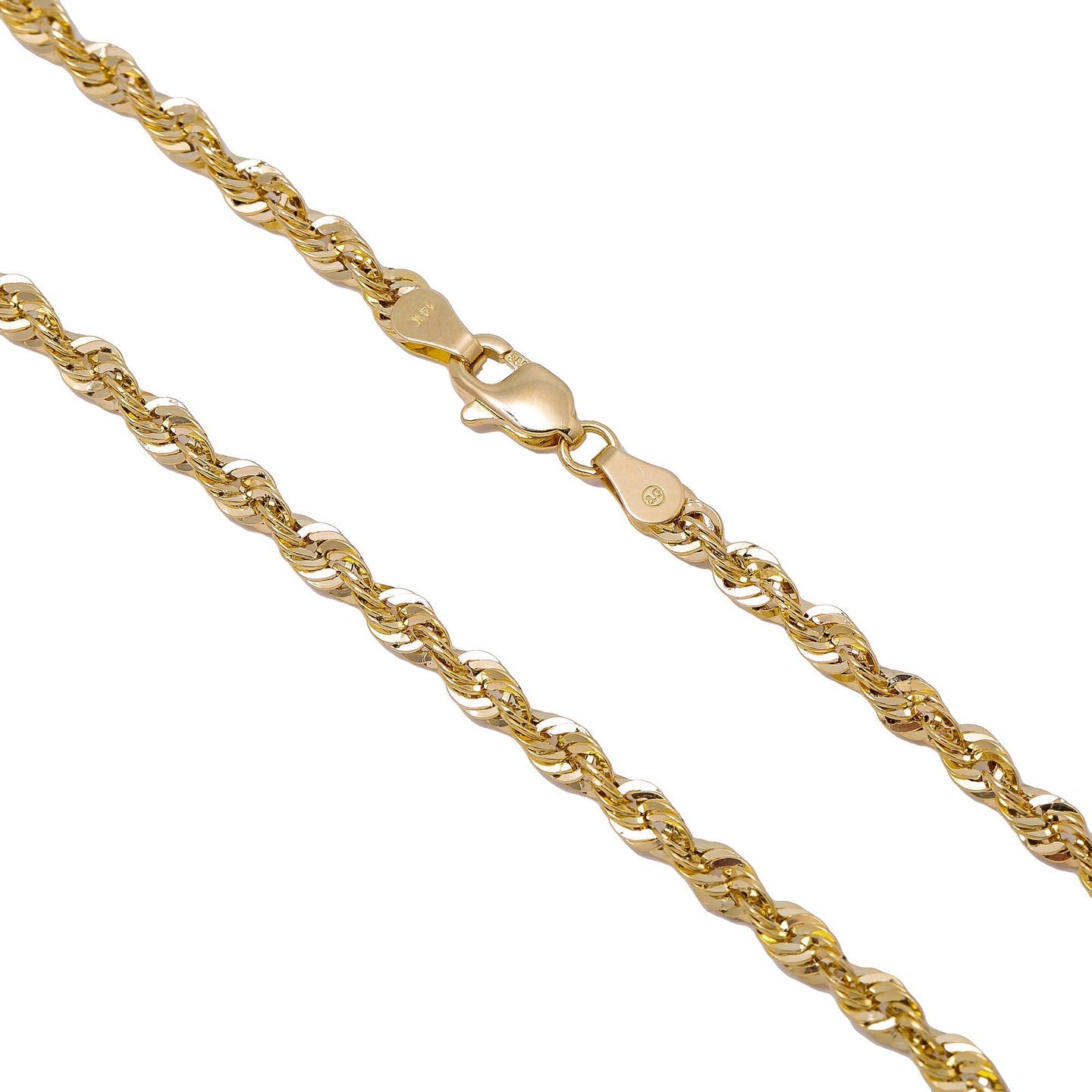 14K Yellow Gold 3.24mm Laser Hollow Rope Chain Available In Size 18"-26"