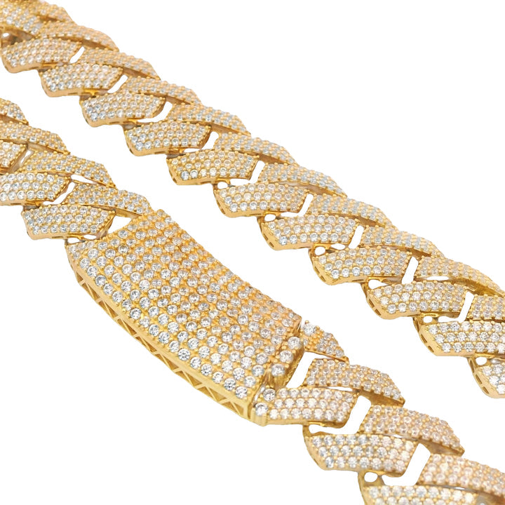 14k Hollow Cuban EDGE Full CZ (13MM / 22" Inches)